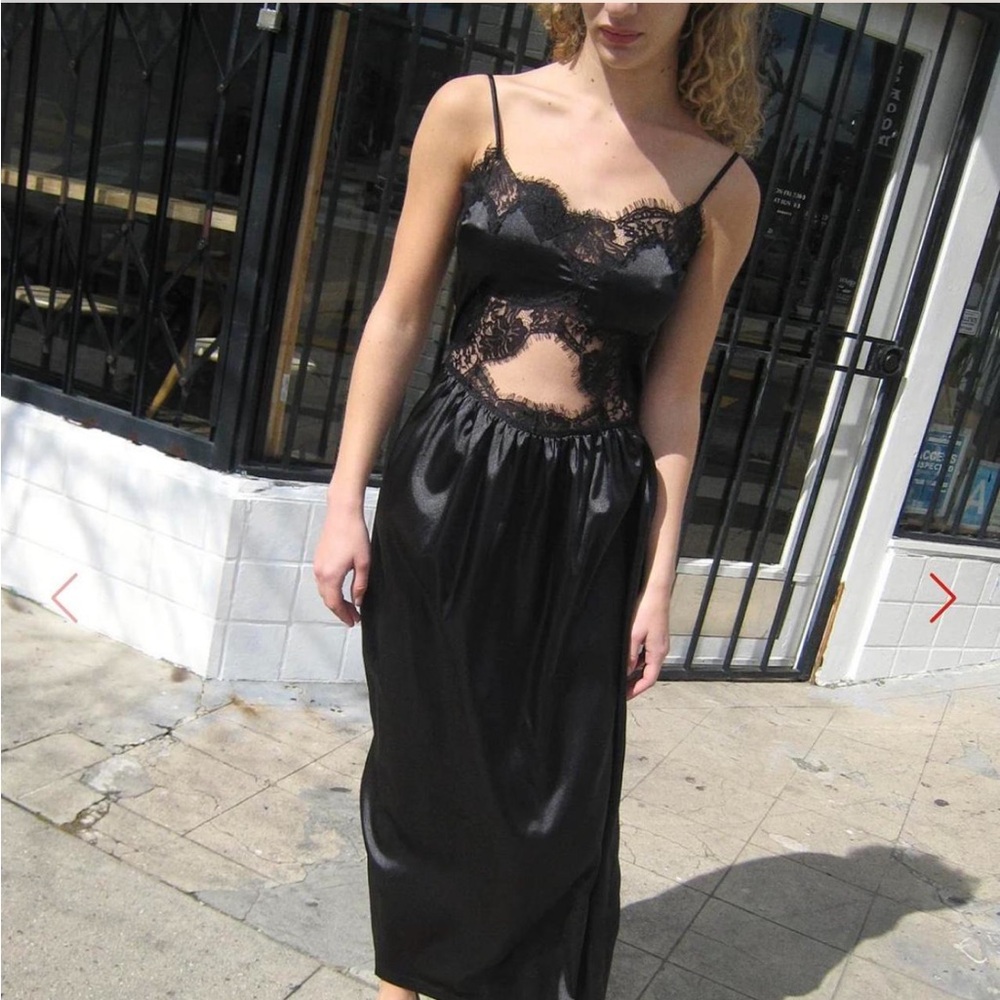 NWT Tach $304 Helen Satin/Lace Midi Dress (black)  msrp $304 Sizes avail L, XL